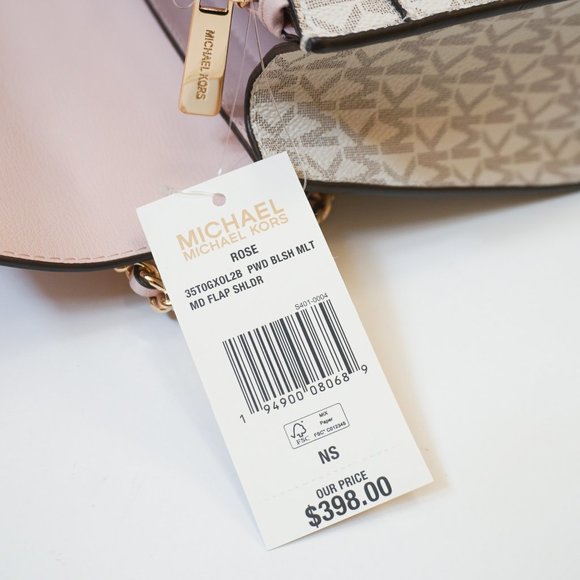 Michael Kors Rose Medium Flap Shoulder Crossbody Bag MK Vanilla Pink - Picture 13 of 14